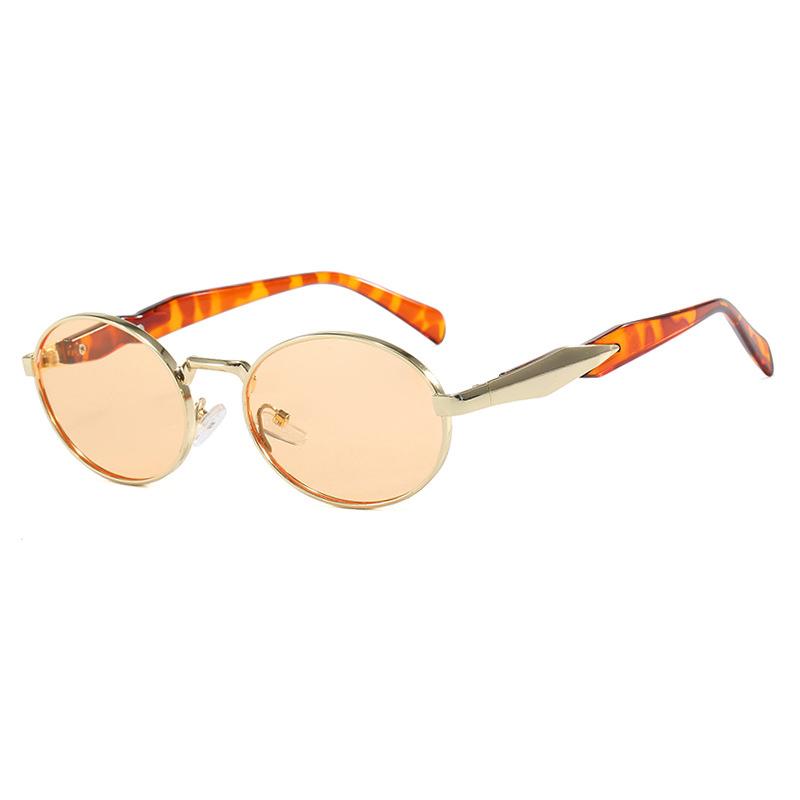 2026 New Style Oval Small Metal Frame Sunglasses Fashion Custom logo Vintage Uv400 Sunglasses Metal оранжевый