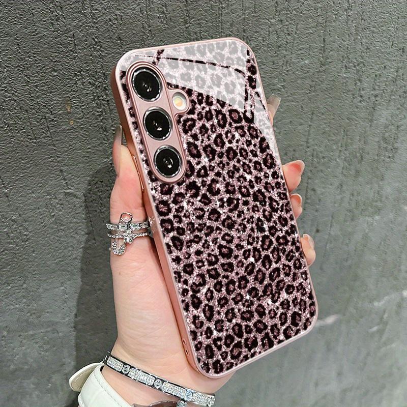 Sparkly Pink Leopard Print S26 Ultra Case Luxury Fashion Phone Cases for Samsung Galaxy S25 S24 S23 S22 S21 FE Ultra Plus