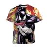 Men's Marvel Venom 3D T-shirt Summer New Short Sleeve Cartoon Anime Printed Round Neck Breathable Street Casual