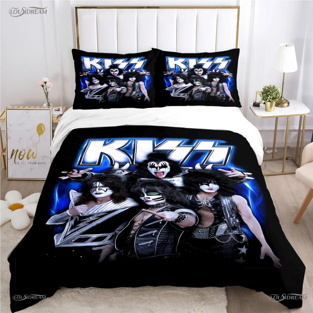 Kiss Band Rock Music All Season Duvet Cover Comforter Bedding Set Soft Quilt Cover And Pillowcases Teen Single/Double/Queen/King
