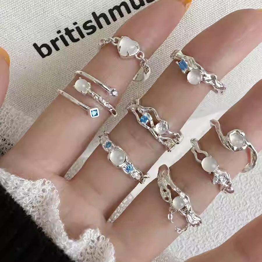 Contemporary Clear Moonstone And Zircon Ring For Women Offering Elegant And Distinctive Style