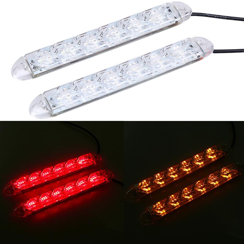 Flexibilné LED denné svietenie do auta Vodotesné šípkové blikače Výstražné svetlá Biely/Jantárový pásik Smerové svetlá