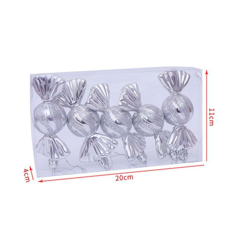

5Pcs Christmas Candy Shape Pendant Christmas Tree Ornament Wedding Decor for Home. Silver
