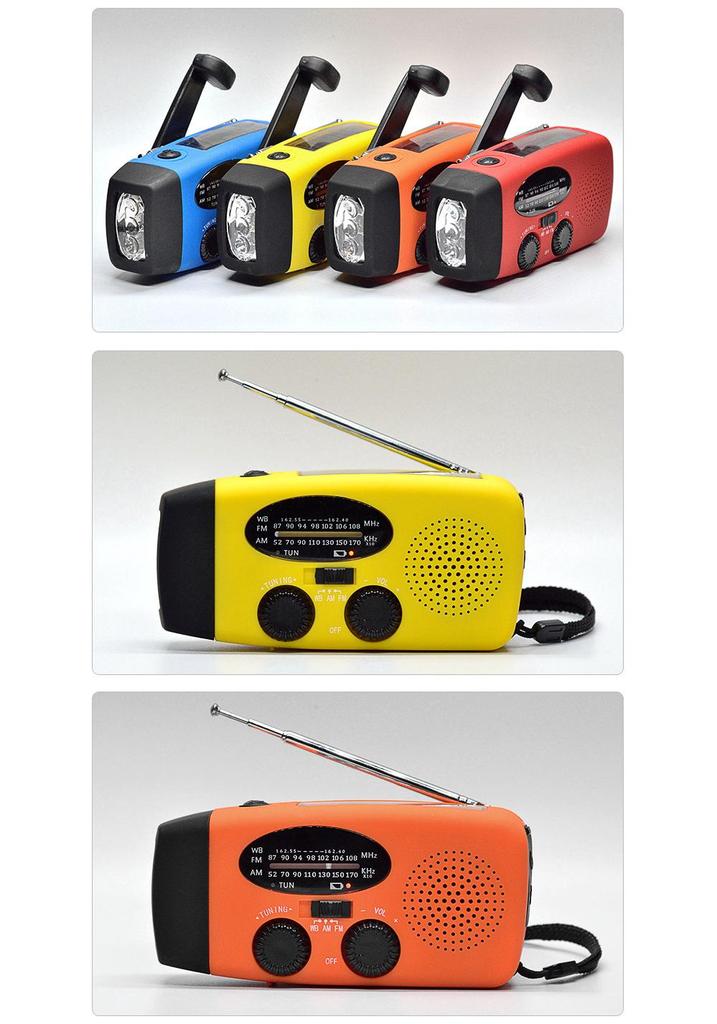 Outdoor Solar Hand-Crank Radio with Flashlight and Charger