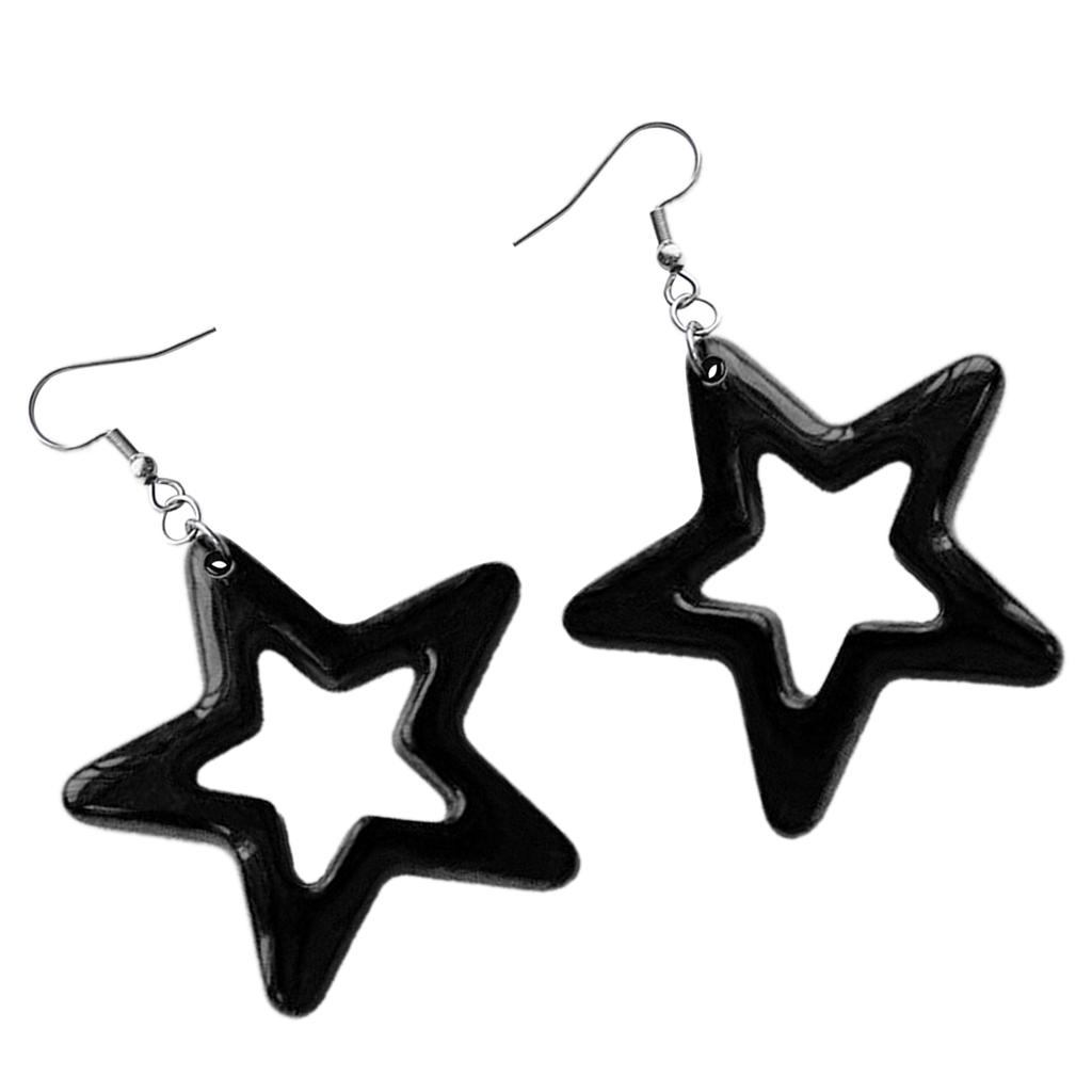 Y2K Style Dangle Earrings Simple Hollow Acrylic Star Pendant Drop Earrings Statement Jewelry Fashion Small Hoop Earrings