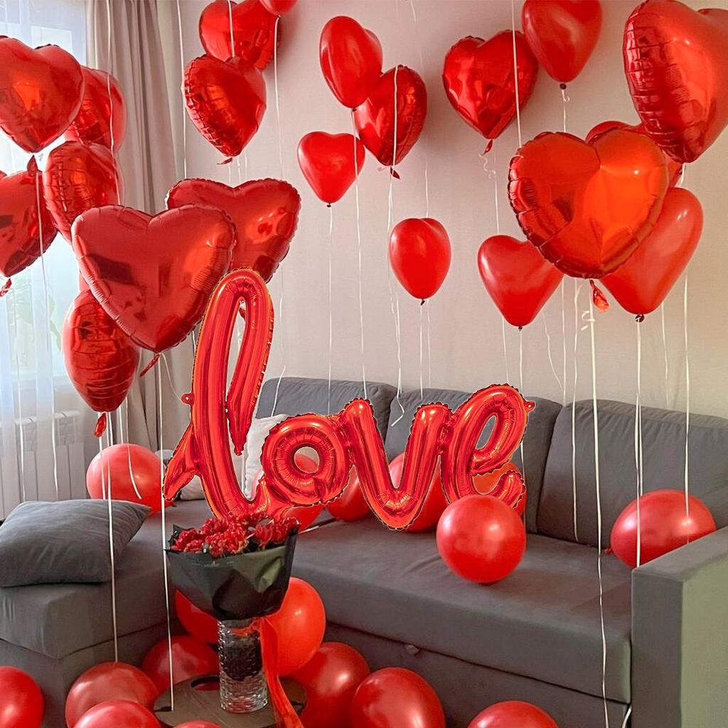 Red Love Letter Balloon Set 18 inch Heart shaped Balloon Simulation Petals Valentine's Day Wedding Party Decoration