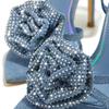 Fashion 2025 High Heeled Sandals For Women Heels Pointed Silk Rhine-diamond Flowers Heels