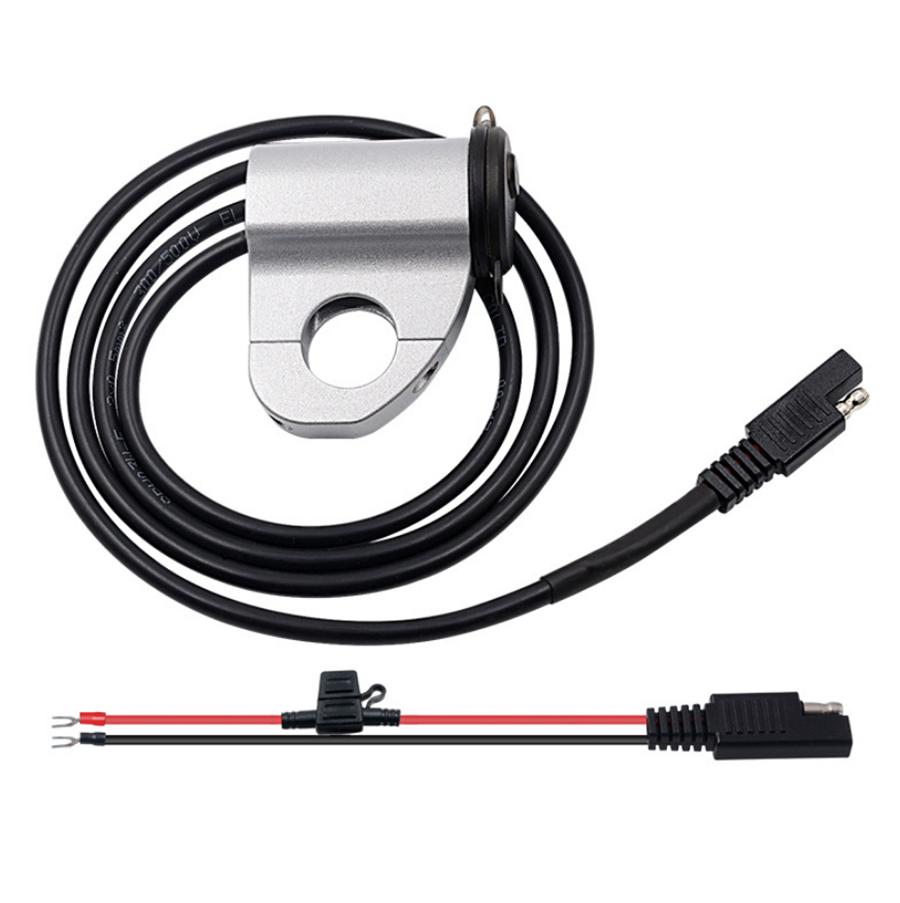 CNC Aluminum Waterproof Motorcycle USB Charger Power Adapter Socket w/ Voltmeter