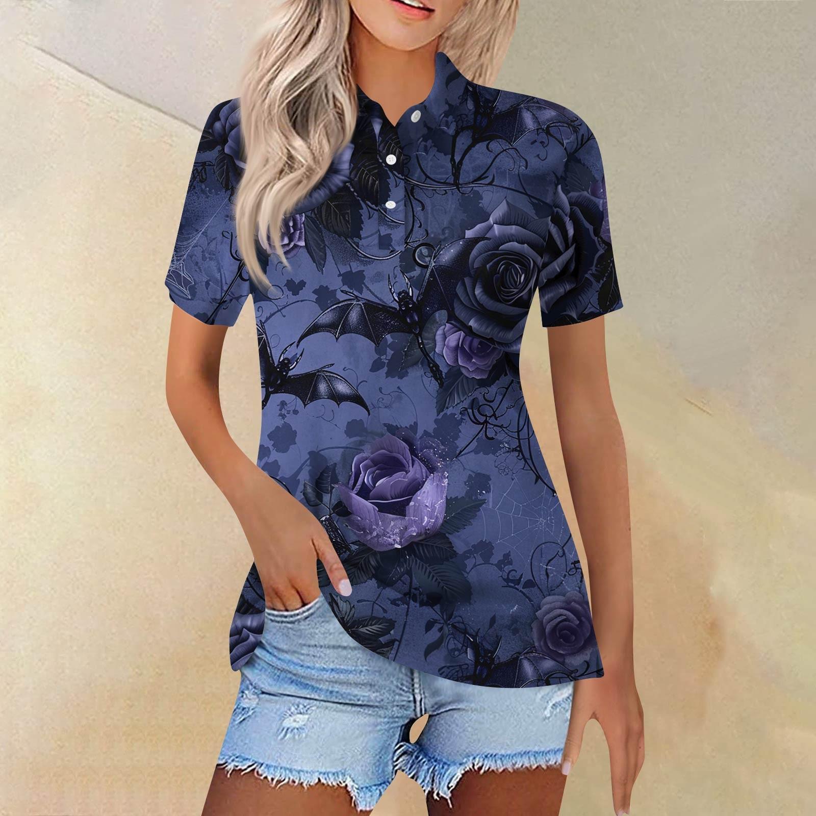 

Женская модная повседневная рубашка с отворотом и коротким рукавом с принтом, женские топы на пуговицах XXL