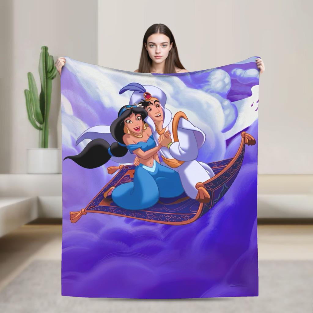 Aladdin Jasmine Cartoon Blanket Warm Fluffy Plush Throw Blanket For Couch Bed Decorative Flannel Bedspread Bed Cover