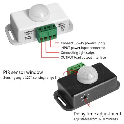 Dc 12V 24V Adjustable Pir Motion Sensor Ir Infrared Detector Light Switch Module