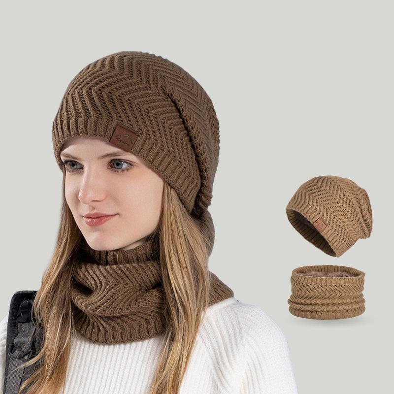 Zimowy Aksamitny Ciepły Zestaw Czapka Szalik Dwuczęściowy Outdoorowy Wiatroodporny Czapka z Dzianiny Wełnianej Kobiety Czapka Chroniąca Uszy