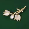 Plant Shaped Pearl  Tulip Flower Brooch For Women Coat Wedding Jewelry Party Accessries Gifts