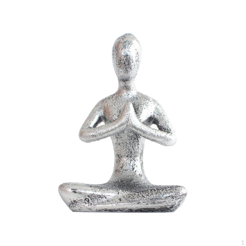 Resin Statue Pose Figurine Collectible Meditation Decor Art Sculpture for Desktop Living Room