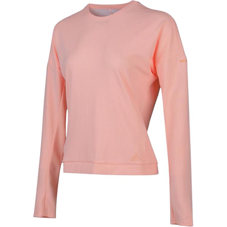 Adidas Womens Running Series Soft Comfortable Versatile Long Sleeve Sweatshirt Women Sweatshirt Pink EC3708