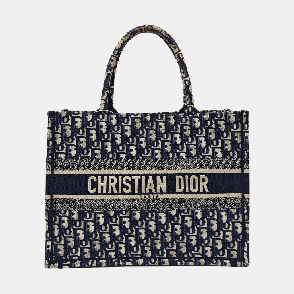 [Gebraucht] Book Tote Medium Blau Leinwand Besticktes Monogramm Handtasche - Sehr Gut #GPY9F