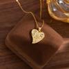 Christmas Hollow Heartbeat Necklace - Creative Heart Wrapped Pendant with Micro-set Jewel Design