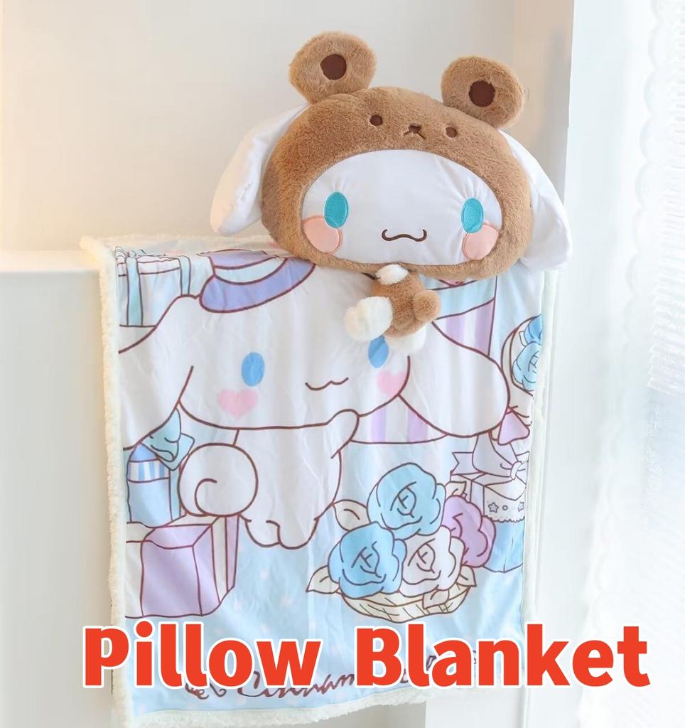 Very Cute Kuromi My Melody Cinnamoroll Headrest Back Cushion Kawaii Japanese Style Car Decoration Nap Pillow Blanket Girl