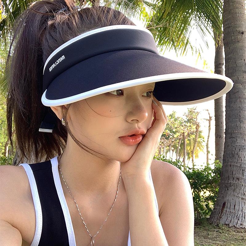 Upf50 Sun Hat Women'S Sun Protection Large Brim Sun Hat Empty Top Summer Cool Hat Uv Protection Face Protection