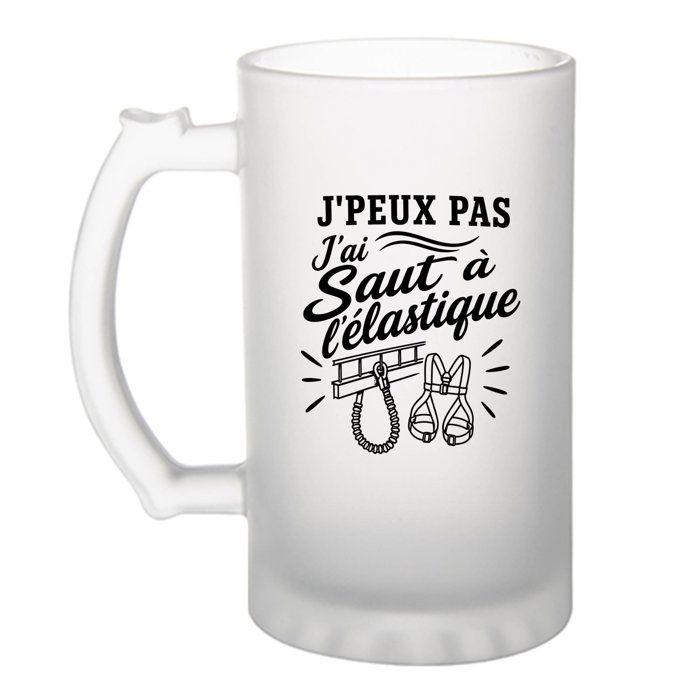 Chope à bière - PLANETEE - J'peux pas minimaliste (Saut à l’élastique) - Verre trempé givré - 470 ml