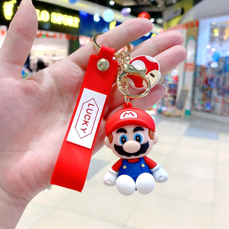 Cartoon Super Mario Keychain Cute Mario Car Key Ring Bubble Dragon Mario Doll Pendant large