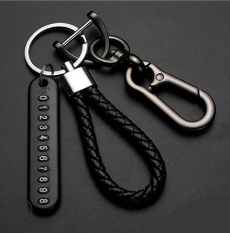 Car Key Chain Anti-lost Key Ring Men's Female Simple Key Lanyard Pendant Mobile Phone Number Plate Keychain Auto Accessories