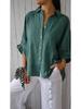 2024 Summer Women's Cotton Linen Breathable Tie-Back Shirt - Transparent Sun Protection Top