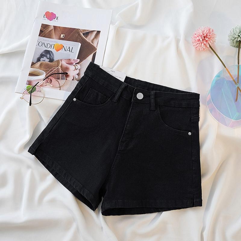 

Летние винтажные джинсовые шорты с высокой талией, женские модные прямые сексуальные женские джинсовые брюки, повседневные однотонные, популярные, широкие джинсовые шорты, женские 24213 L