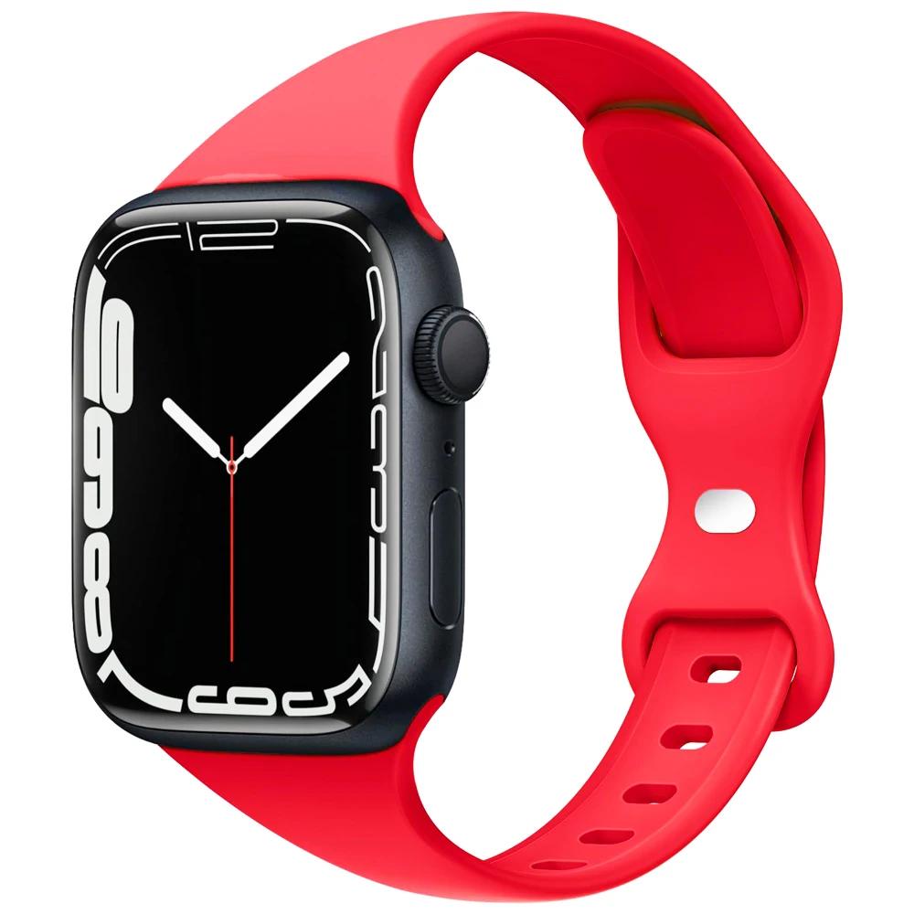 Slim Silicone Strap For Apple Watch Band 45mm 44mm 40mm 41mm 42-38mm sport bracelet iwatch series 8 7 se 3 4 5 6 9 ultra 2 49mm
