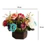 Wooden Pot with Multi-Design Dry Artificial Flowers, Perfect Home Office Gift, Elegant Décor (Multi Color A)