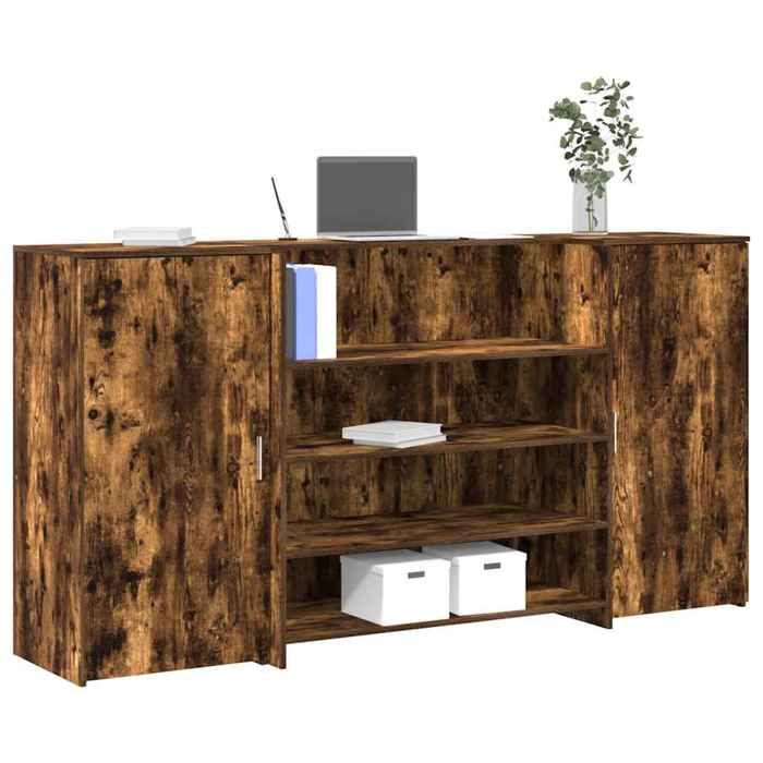 VidaXL Reception Desk Smoked Oak 200x50x103.5cm Engineered Wood, Reception Counter, Salon Reception, Counter 3324182