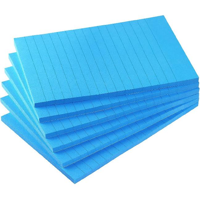 Early Buy 6 Pads Lined Sticky Notes with Lines 4x6 Self-Stick Notes Bright Color Sticky Notes, 45 Sheets/Pad (Yellow)