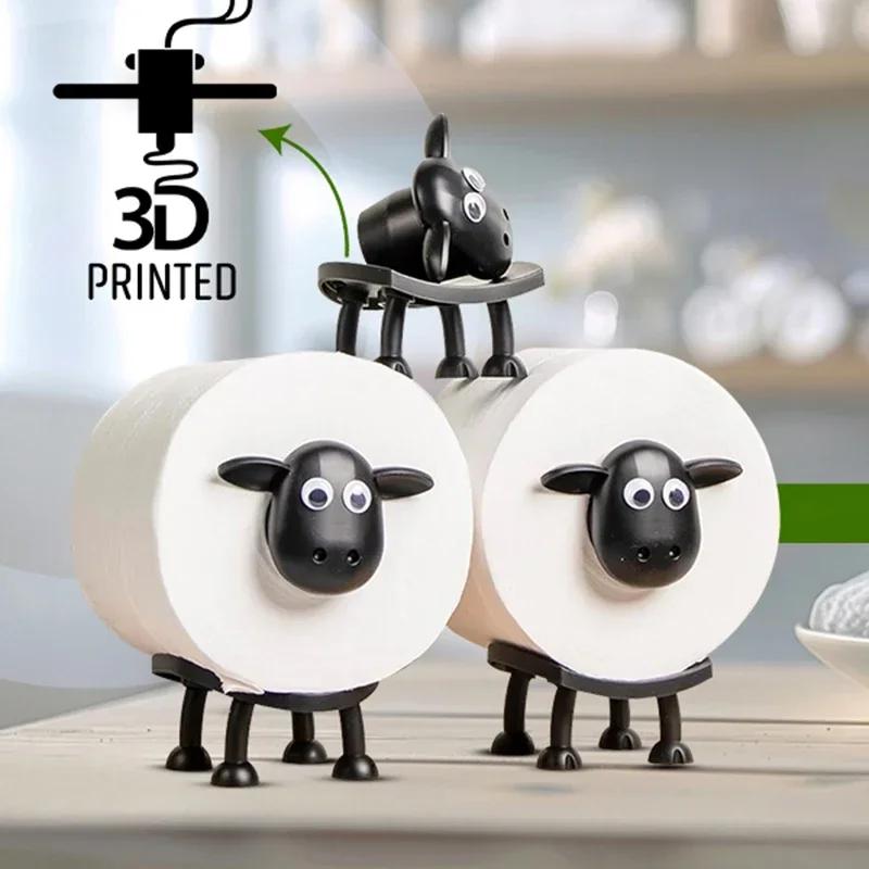 Sheep Toilet Paper Stand, Adorable Resin, Sheep Fabric Box, Stackable for Home, Bathroom, Vanity, Night Stand