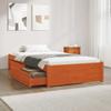 Bed Frame with Drawers 3 pcs Wax Brown Pine Wood