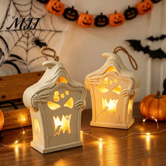 Luminous Party Decorations Halloween Light Up Tombstone Ornaments, Spooky Small Hanging Graveyard Decoration with Atmospheric Scene Props LED