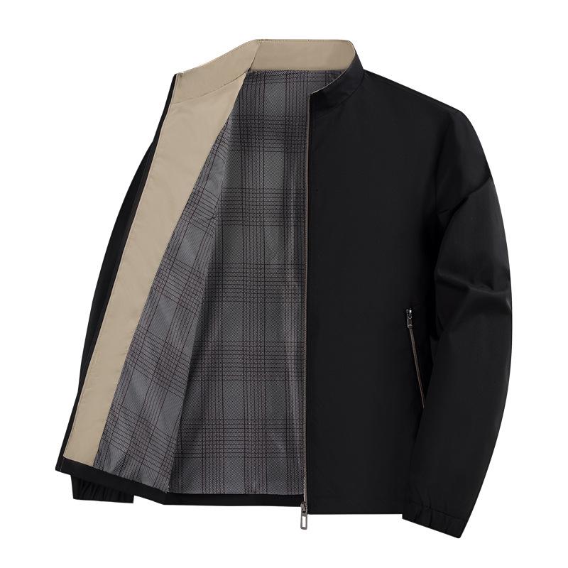 Men's Spring Stand Collar Business Jacket - Casual Zipper Cardigan for Middle-aged Dads.