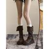 Black retro British style thick heel thick-soled boots women's autumn and winter new boots tall and thin knight boots