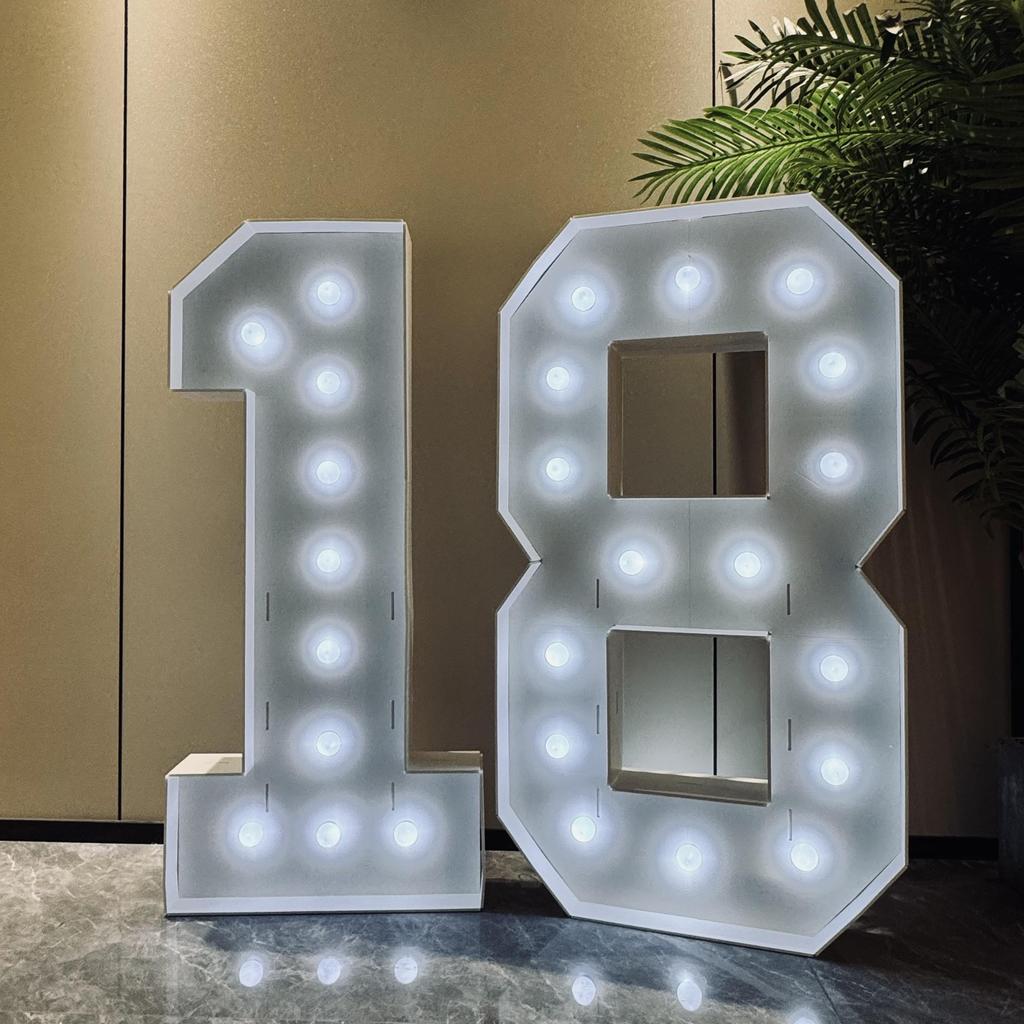 1PC 120cm Marquee Light Numbers Lighting Number KT Panel-White LED Light-Up Decor for Birthdays,Anniversaries & Graduations,LED Party Decor
