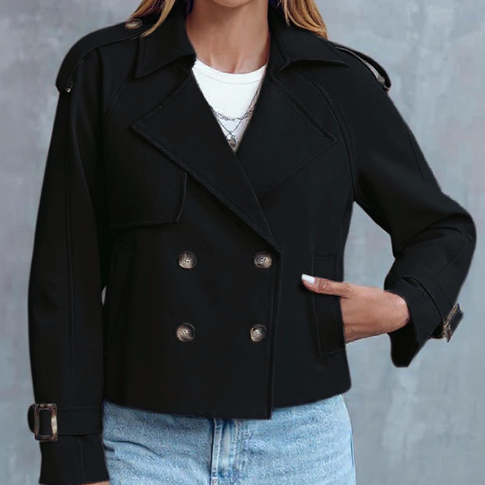 

Женская модная повседневная куртка-ветровка с карманами и двубортной застежкой XXL