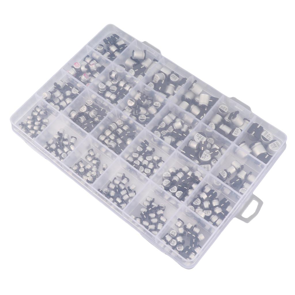 400pcs 24value Electrolytic Capacitor Assortment Kit 1uF 1000uF 6.3V 50V Aluminum Assorted Capacitors with Storage Box