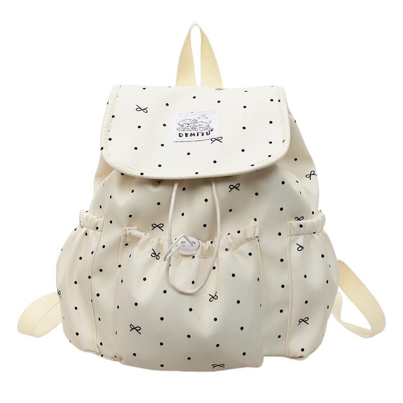 Schoolbag small schoolbag college student female Japanese ins style high value niche polka dot backpack female travel lightweight small backpack