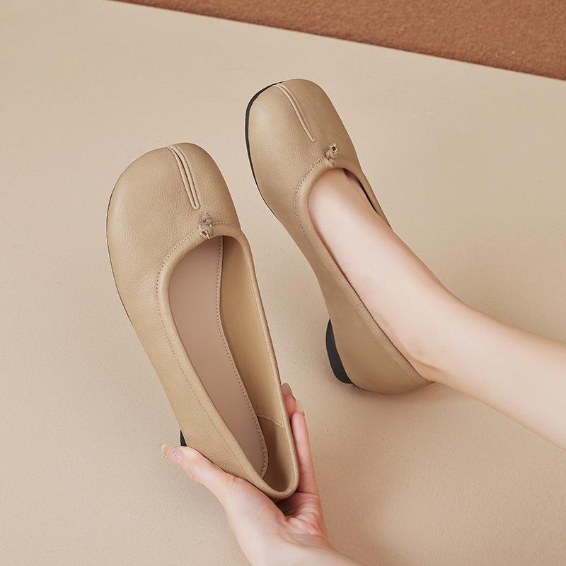 Augustine soft-soled pig's trotters split-toed single shoes for women's 2025 new summer one-pedal flat-soled Mary Jane small leather shoes