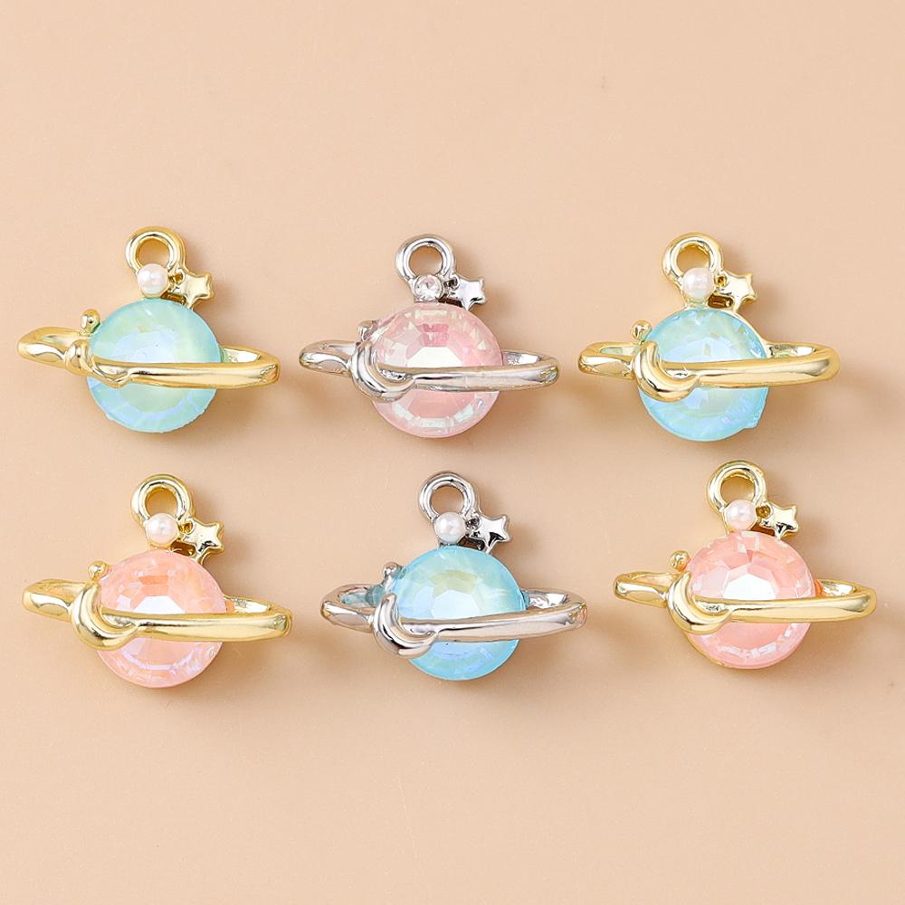 

Leslie 5pcs Y2K Dainty Crystal Galaxy Planet Star Charms Pendant for Ins Necklace Bracelet Jewelry Making DIY Crafting