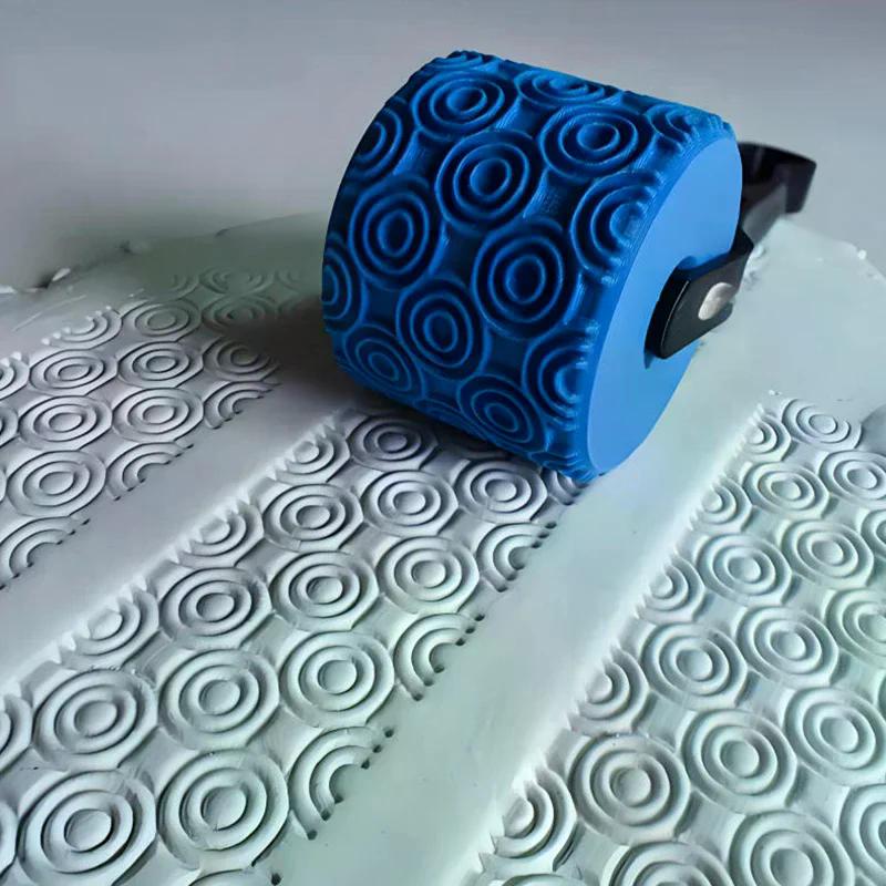 Tonstempel-Roller Geometrische Blumenmuster Relief Rollwerkzeug Keramikton Texturrad Tonformen DIY Tonwerkzeuge Kunstdekor