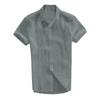 Summer Men's Lapel Button Short Sleeved Cotton Linen Shirt Casual Top