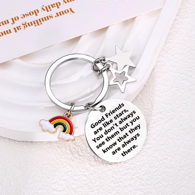 Unique Friendship Gift Stainless Steel Keychain With Star Design For Birthdays And Parties