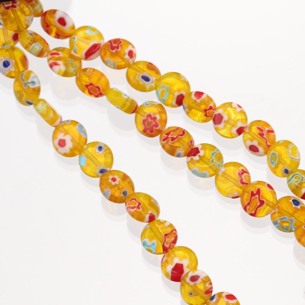 

8mm Round Mixed Flat Flower Patterns Millefiori Glass Bead Loose Crafts Beads Lot For DIY Jewelry Making Accessories Findings 8mm-45pcs