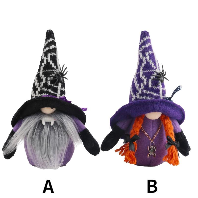New Halloween Broomstick Hat with Top Hat Dwarf Gnome Doll Ornaments Cute Cartoon Dwarf Elf Halloween Home Decoration