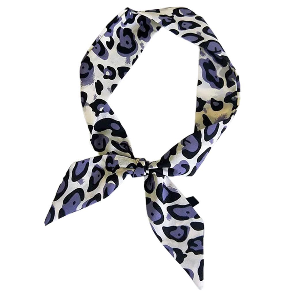 Leopard Print Narrow Silk Scarf for Women Girls Short Necktie Scarf Fashionable and Versatile Accessory for Any Outfit