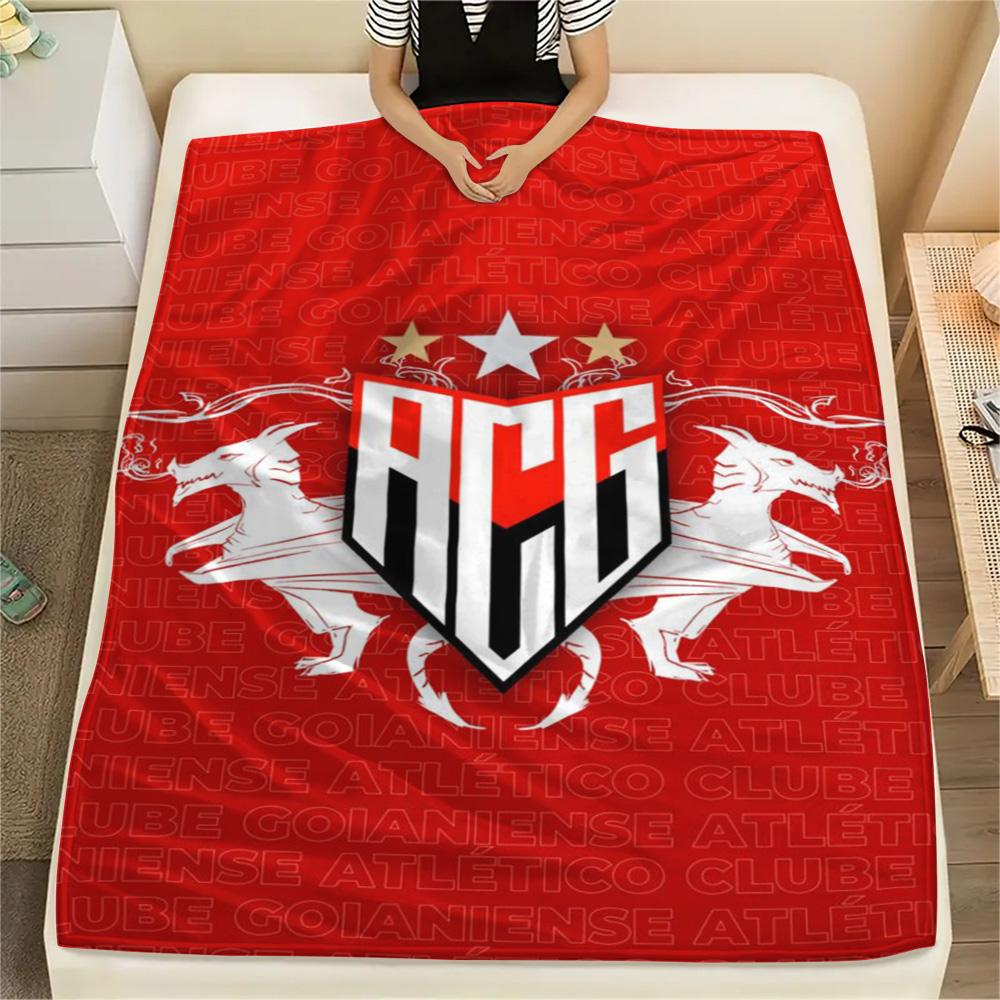 1Pc Atlético Goianiense Print Flannel Blanket High Quality Warm Comfortable Cover for All Seasons Perfect for Gifts Home Decor